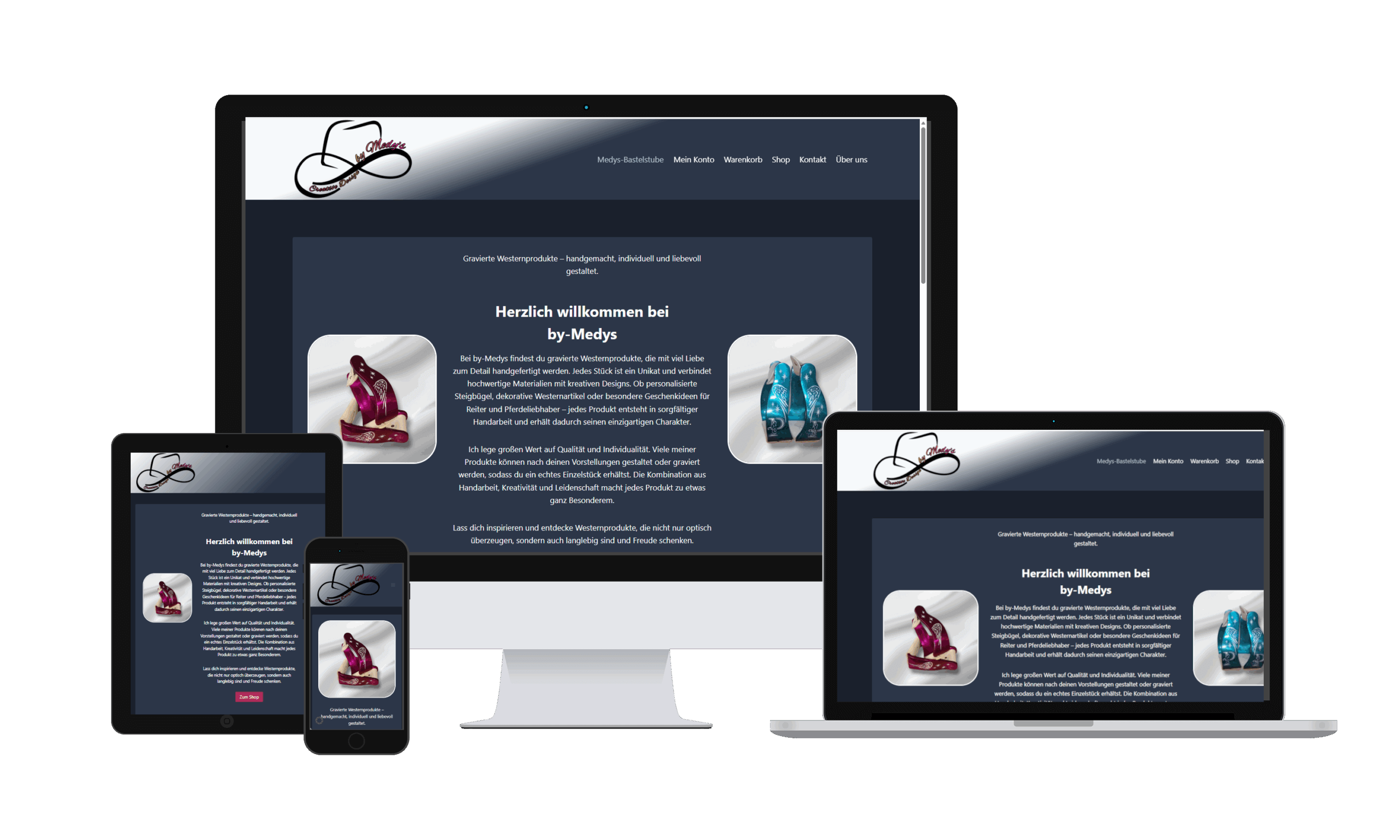 Responsive Ansicht in verschiedenen Geräten der Seite by-medys.de